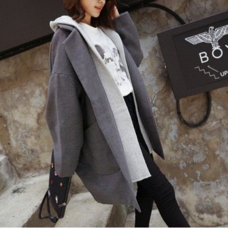 hooded layered loose coat　MA1751