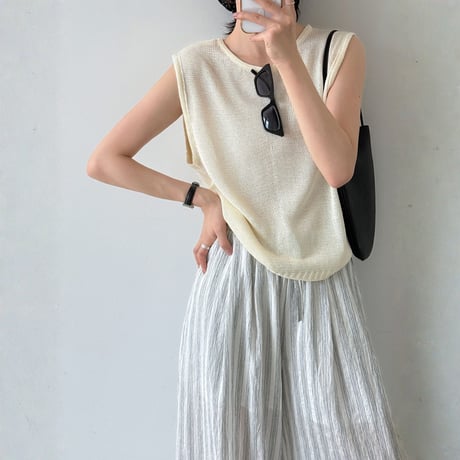 border knit sleeveless vest　MA1967