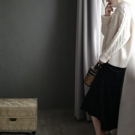 chunky cable knit turtleneck sweater　MA1665