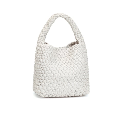woven pattern leather tote bag with pouch　MA1892