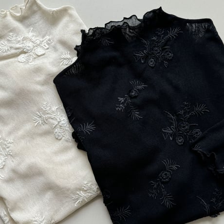 lace floral mesh base layer blouse　MA1868