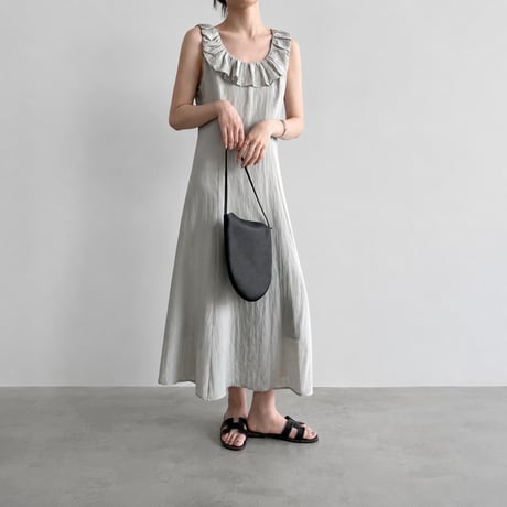 ruffle collar sleeveless a-line long one piece/2color　MA1986