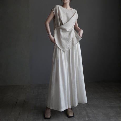 linen asymmetrical layered tops　MA1950