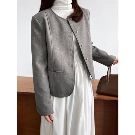 round neck collarless jacket　MA1154