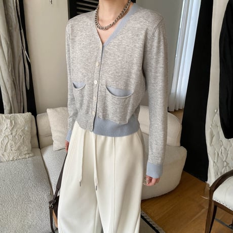 asymmetry colorline knit cardigan　MA1799