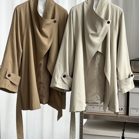 retro drape lapel oversized trench coat　MA1883