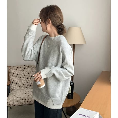 【即納】faux layered knit tops　MA1306