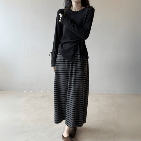 border knit flare skirt　MA1602