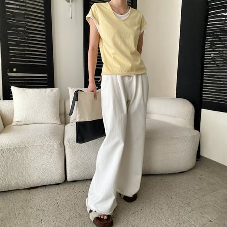 fake layered v neck short sleeve t　MA1955