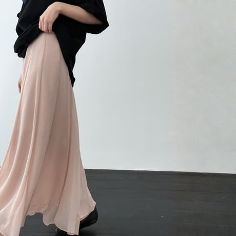 chiffon textured long midi skirt　MA1862