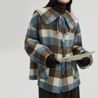 big collar check coat　MA1331