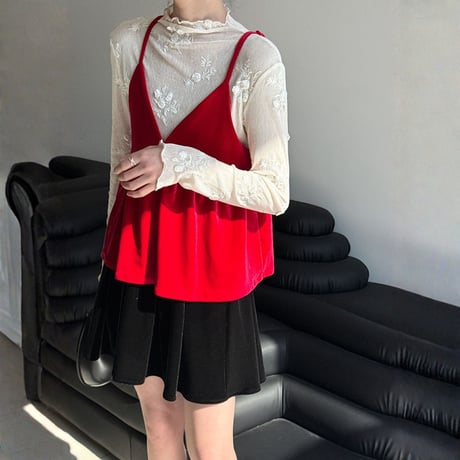 velvet peplum layered cami top　MA1873