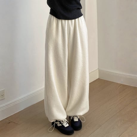 fake lamb wool drawstring wide pants　MA1730
