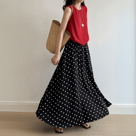 polka dot flare skirt　MA1545
