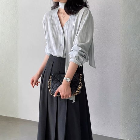 ribbon drape v-neck blouse　MA1771