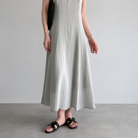 ruffle collar sleeveless a-line long one piece/2color　MA1986