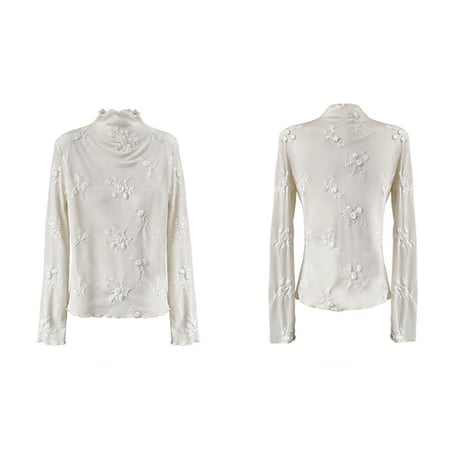 lace floral mesh base layer blouse　MA1868