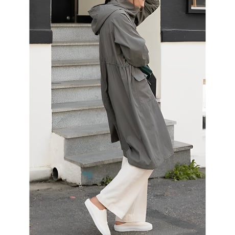 long hoodie coat with drost design　MA1356