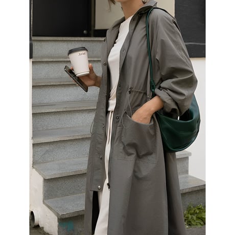 long hoodie coat with drost design　MA1356
