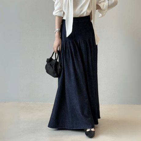swing Denim Maxi Skirt　MA1635