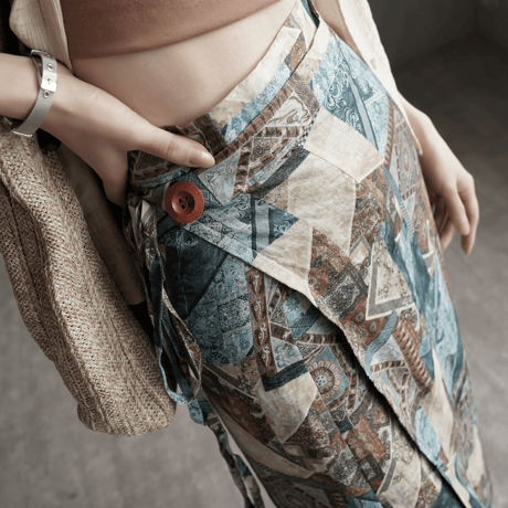 ethnic print wrap long skirt　MA1939