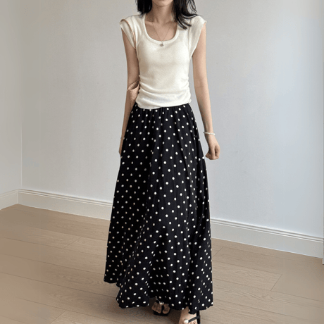 polka dot flare skirt　MA1545
