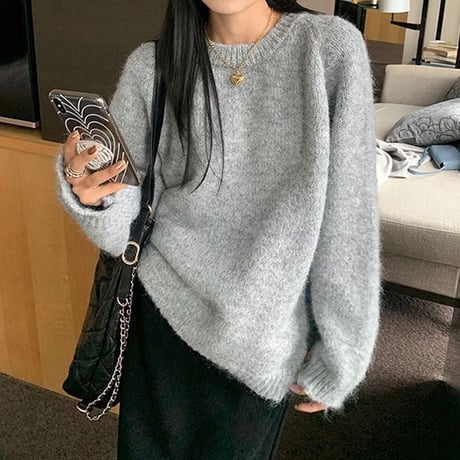 label brushed knit pullover　MA1316