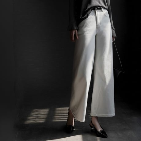 stretch white high waist denim pants　MA1933