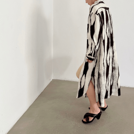 abstract print long shirt onepiece　MA1451
