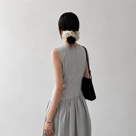 sleeveless waist ribbon gather one piece/3color　MA1993