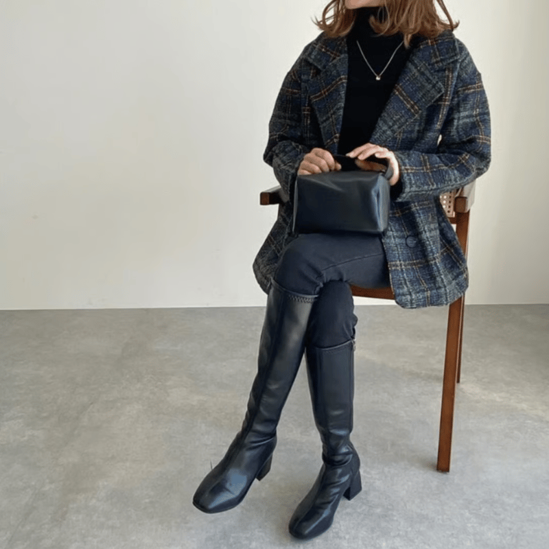 retro tweed check chester coat MA1637 | MaiA