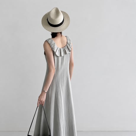 ruffle collar sleeveless a-line long one piece/2color　MA1986