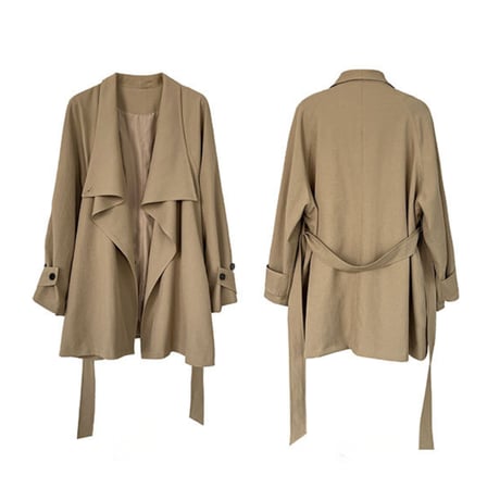 retro drape lapel oversized trench coat　MA1883
