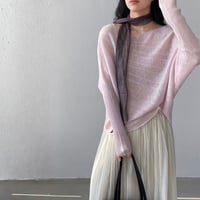 sheer wide neck rib knit pullover　MA1770