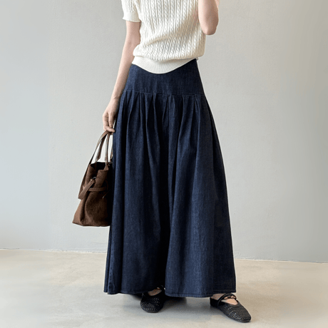 swing Denim Maxi Skirt　MA1635