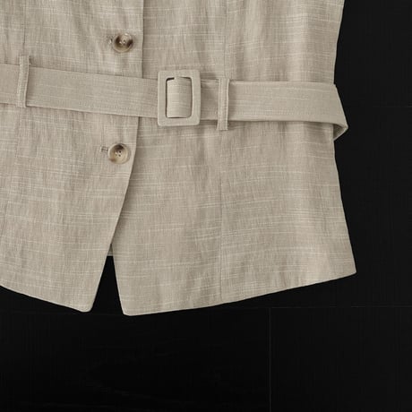 belted sleeveless vest tulle skirt setup　MA1980
