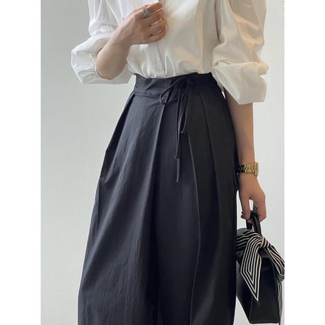 waist ribbon tuck wide pants　MA1126