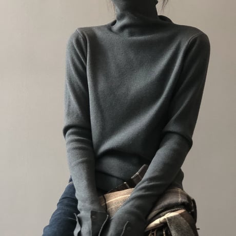 sleeve button turtleneck knit　MA1315