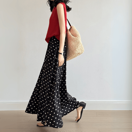 polka dot flare skirt　MA1545