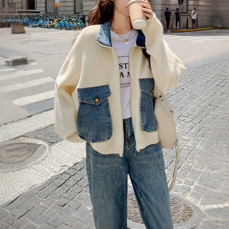 denim pocket knit jacket　MA1847