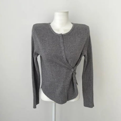 twist button rib knit top　MA1842