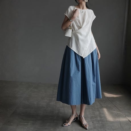 linen asymmetrical layered tops　MA1950