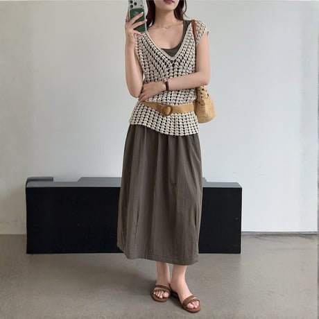 crochet vest tanktop skirt setup　MA1960