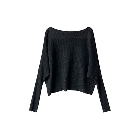 sheer wide neck rib knit pullover　MA1770