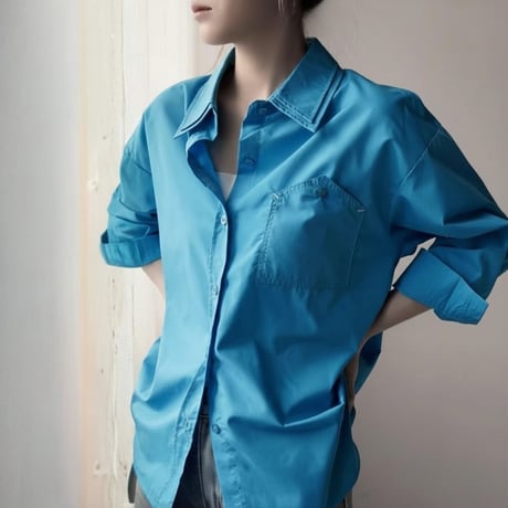 double collar layered shirt and flower knit vest　MA1923