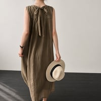 back ribbon sleeveless long one piece/2color　MA1985