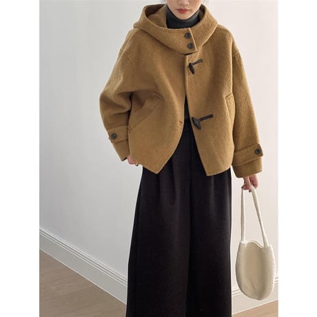 hooded toggle button short coat　MA1128