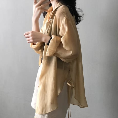 ribbon sheer shirt /5color　MA1191