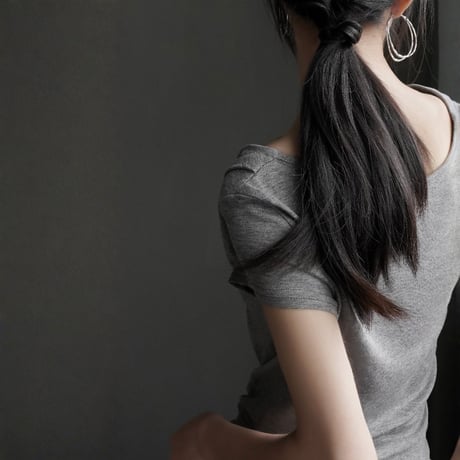asymmetrical draped short sleeve top　MA1945