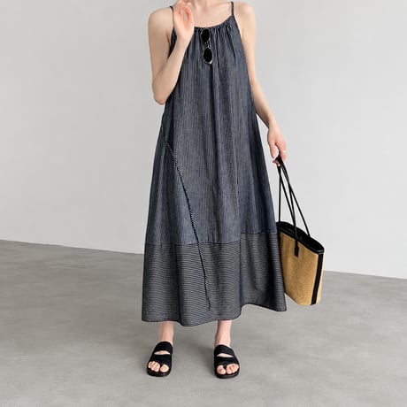 stripe camisole long dress/2color　MA1984